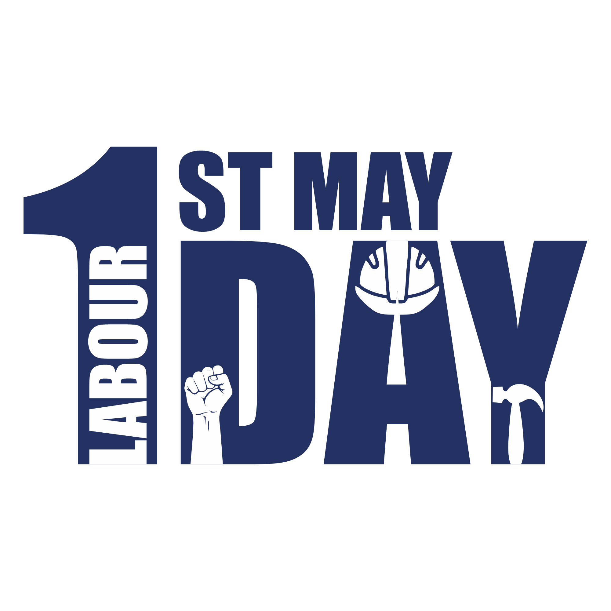 1st May Labour Day Typography Logo Design PNG