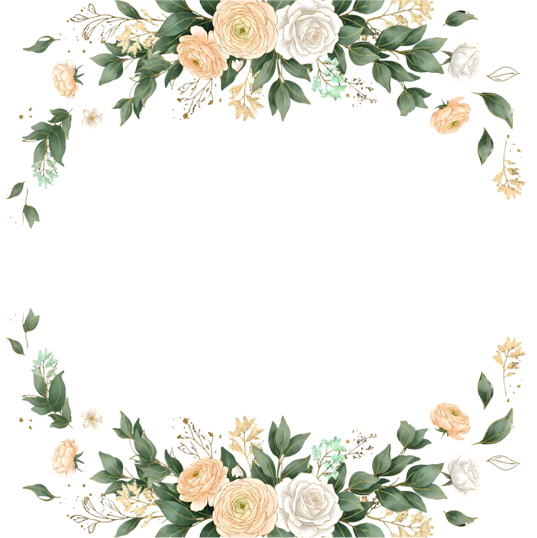 Gold Floral Frame Wedding Invitation Background PNG