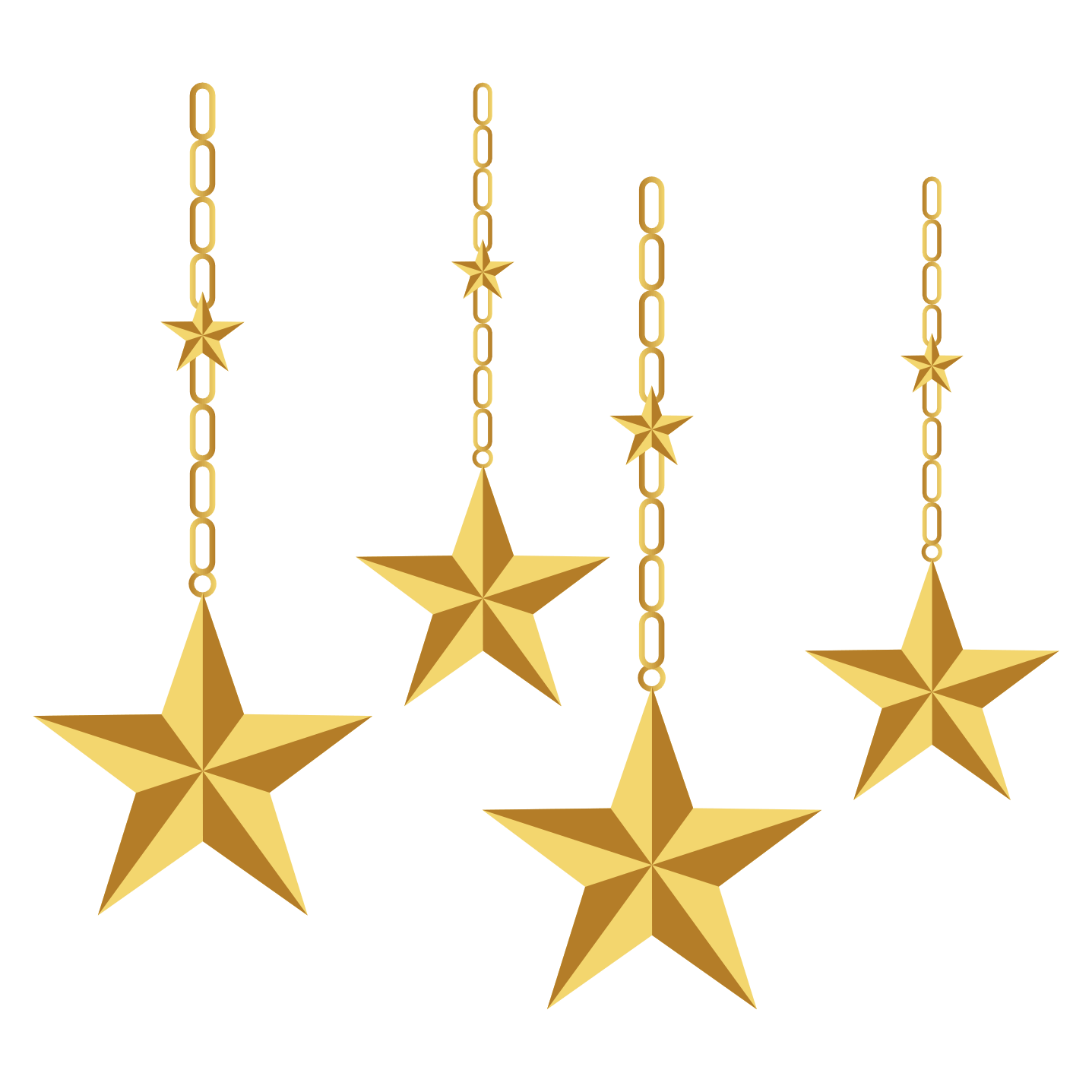 Gold Hanging Stars with Chains Decoration PNG