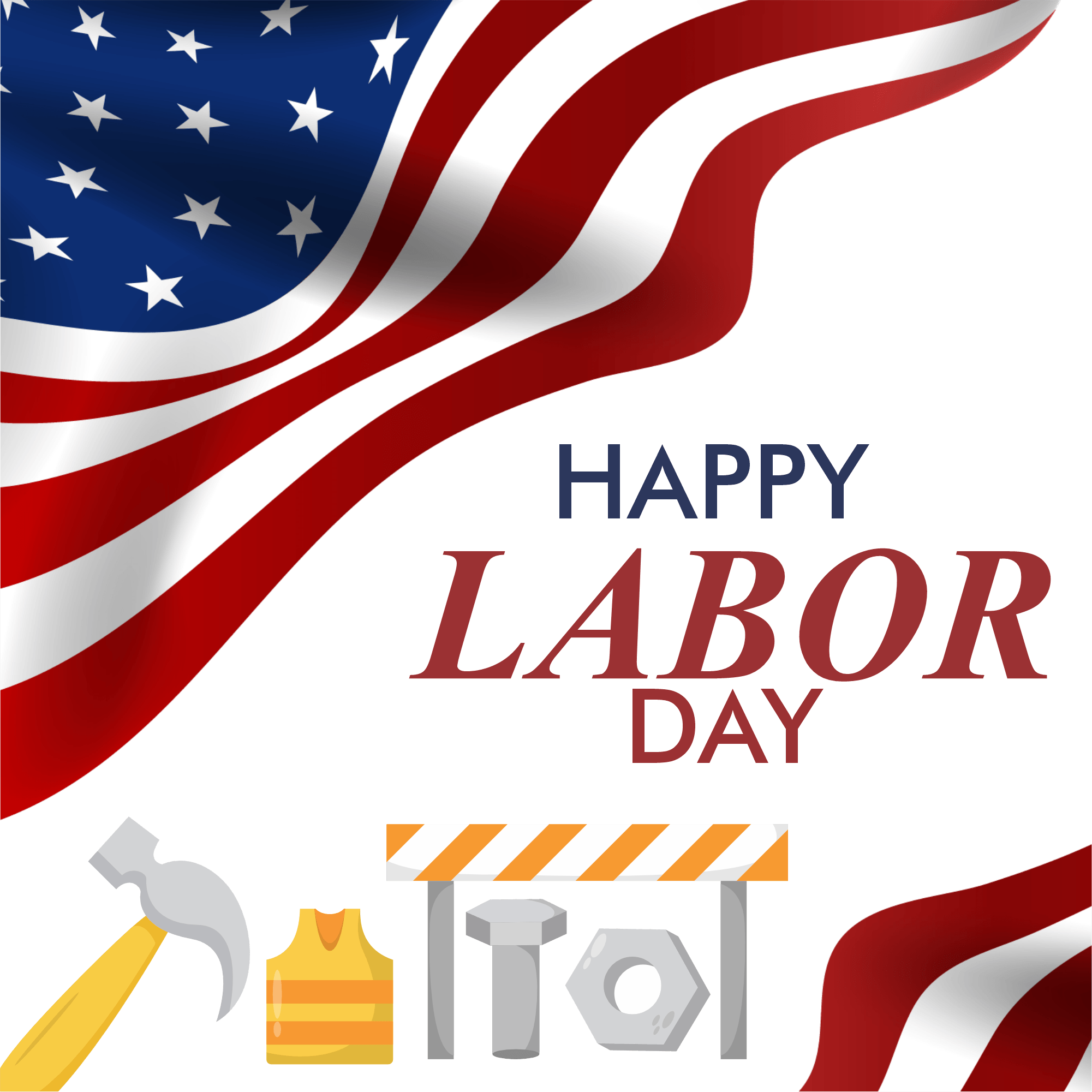 Happy Labor Day American Flag Poster Background PNG