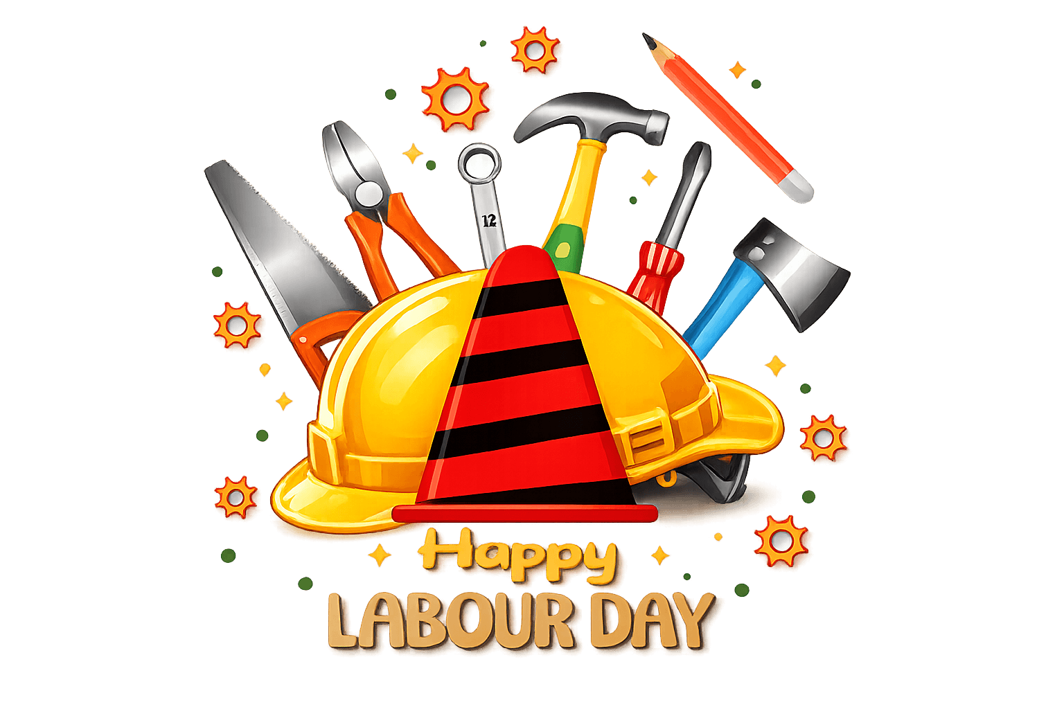 Happy Labour Day Construction Tools Poster Background PNG