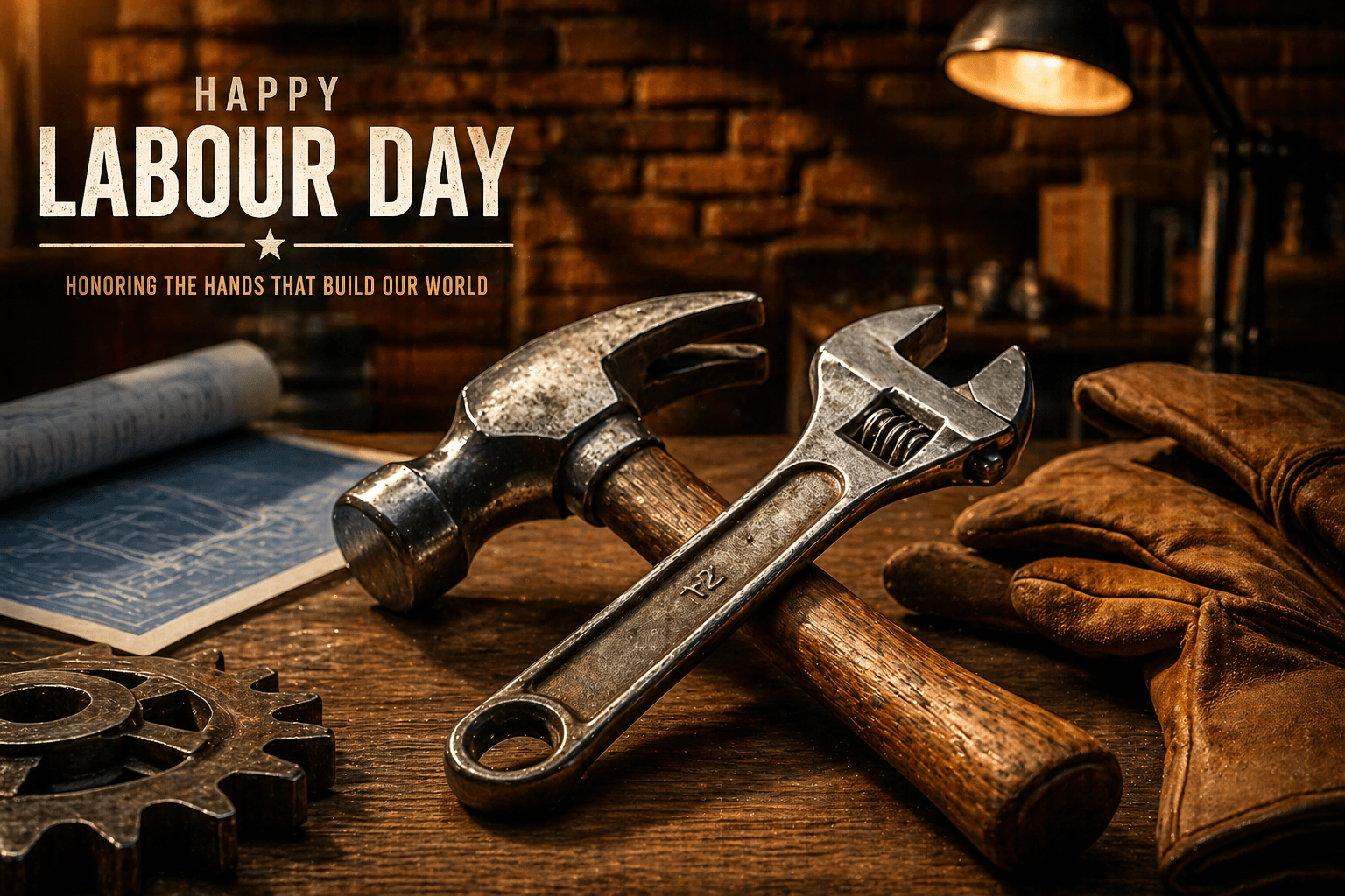 Happy Labour Day Vintage Workshop Tools Background
