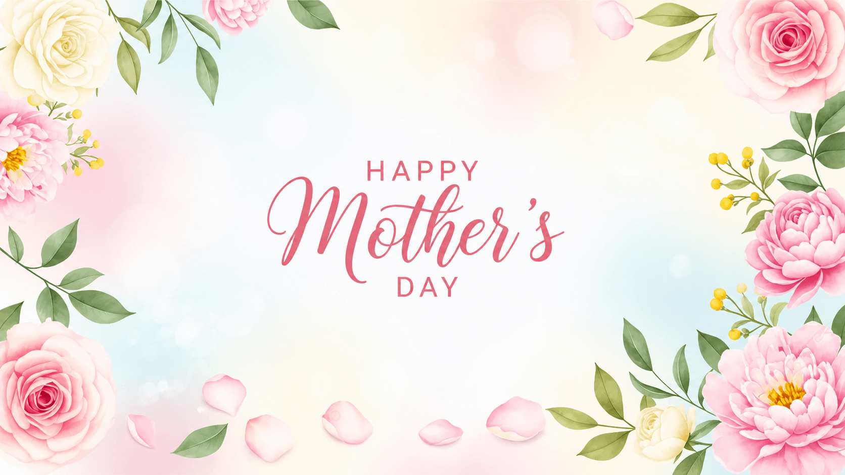 Happy Mothers Day Floral Watercolor Background PNG