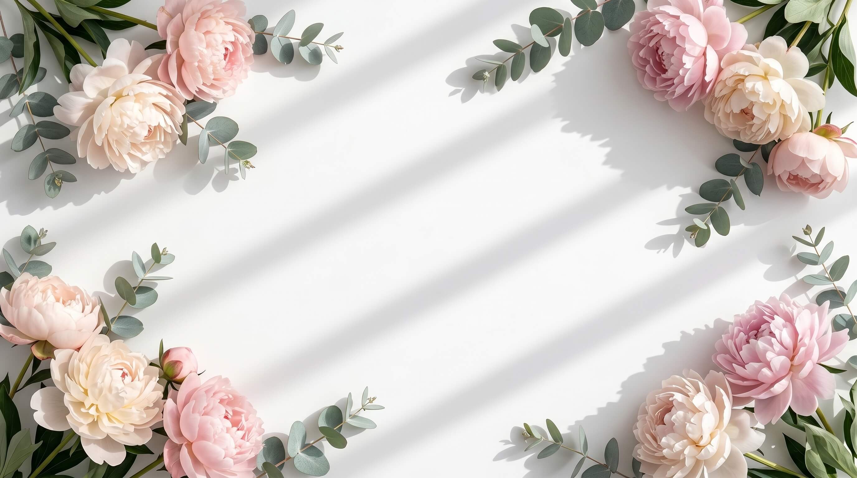 Pink Peonies Eucalyptus Floral Background Design