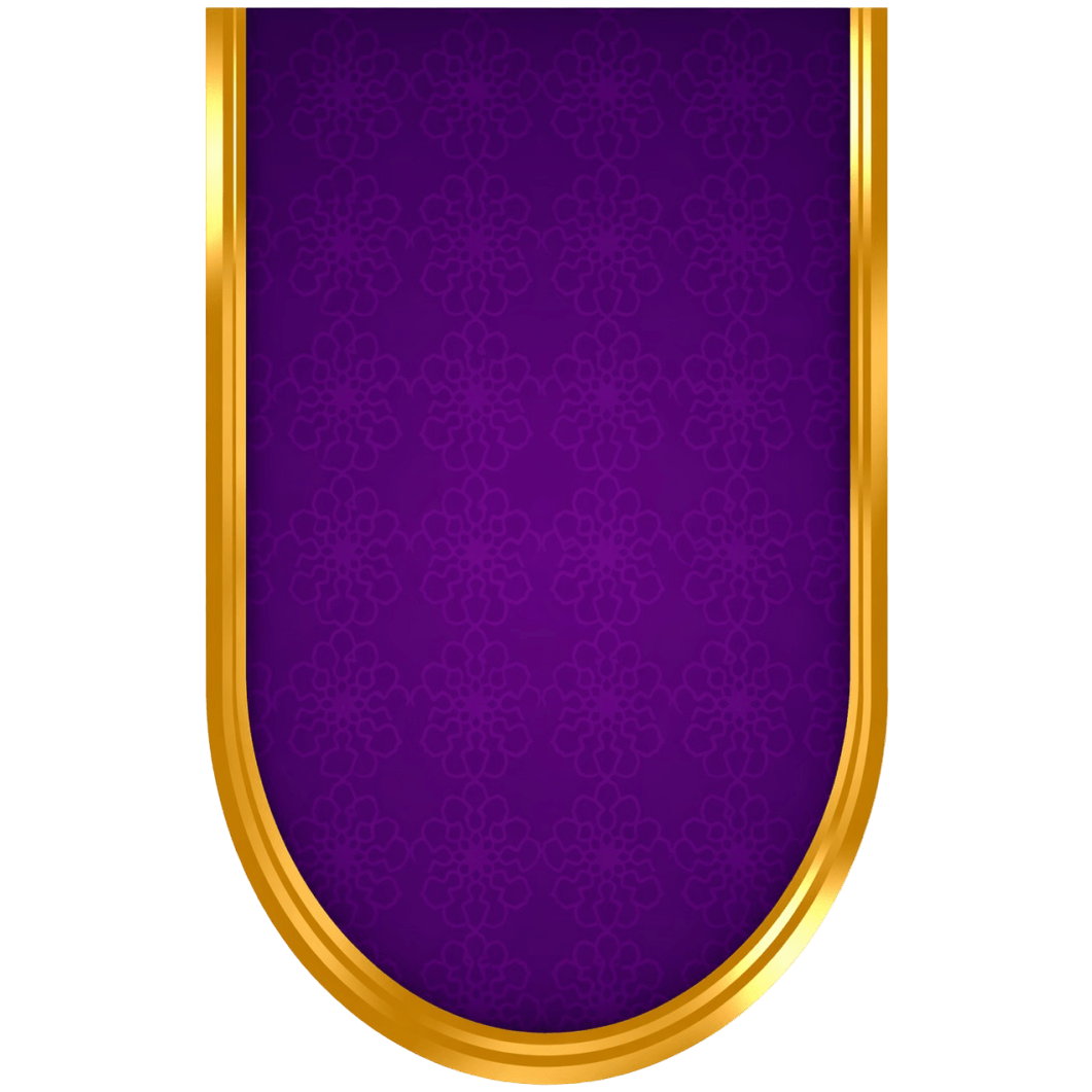 Purple Gold Royal Banner Frame Design PNG