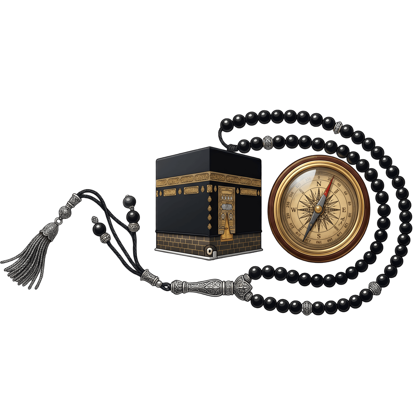 Kaaba Tasbih Compass Islamic PNG Transparent Background