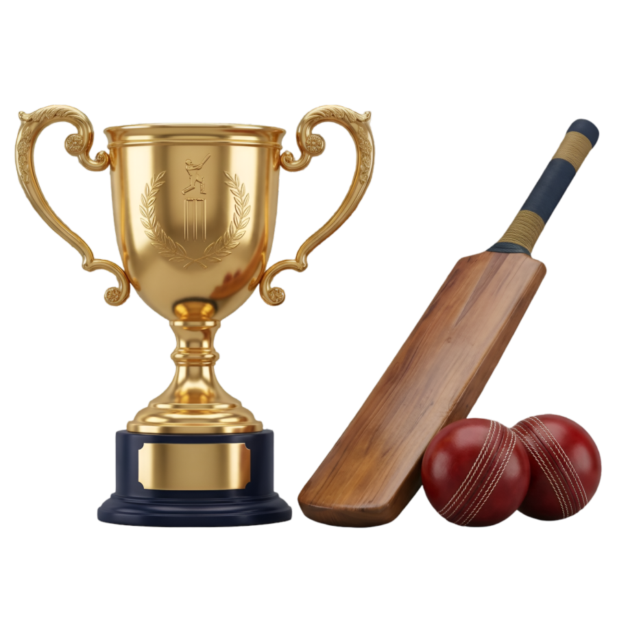 Gold Cricket Championship Trophy PNG with Transparent Background